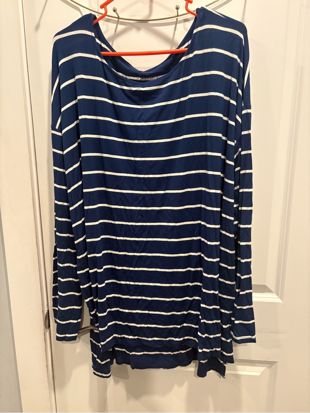 Ava & Viv Navy and White Striped Long Sleeve Tunic